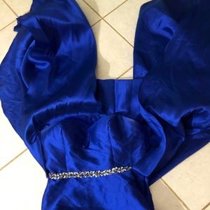 Blue dress gown strapless classy with rhinestones